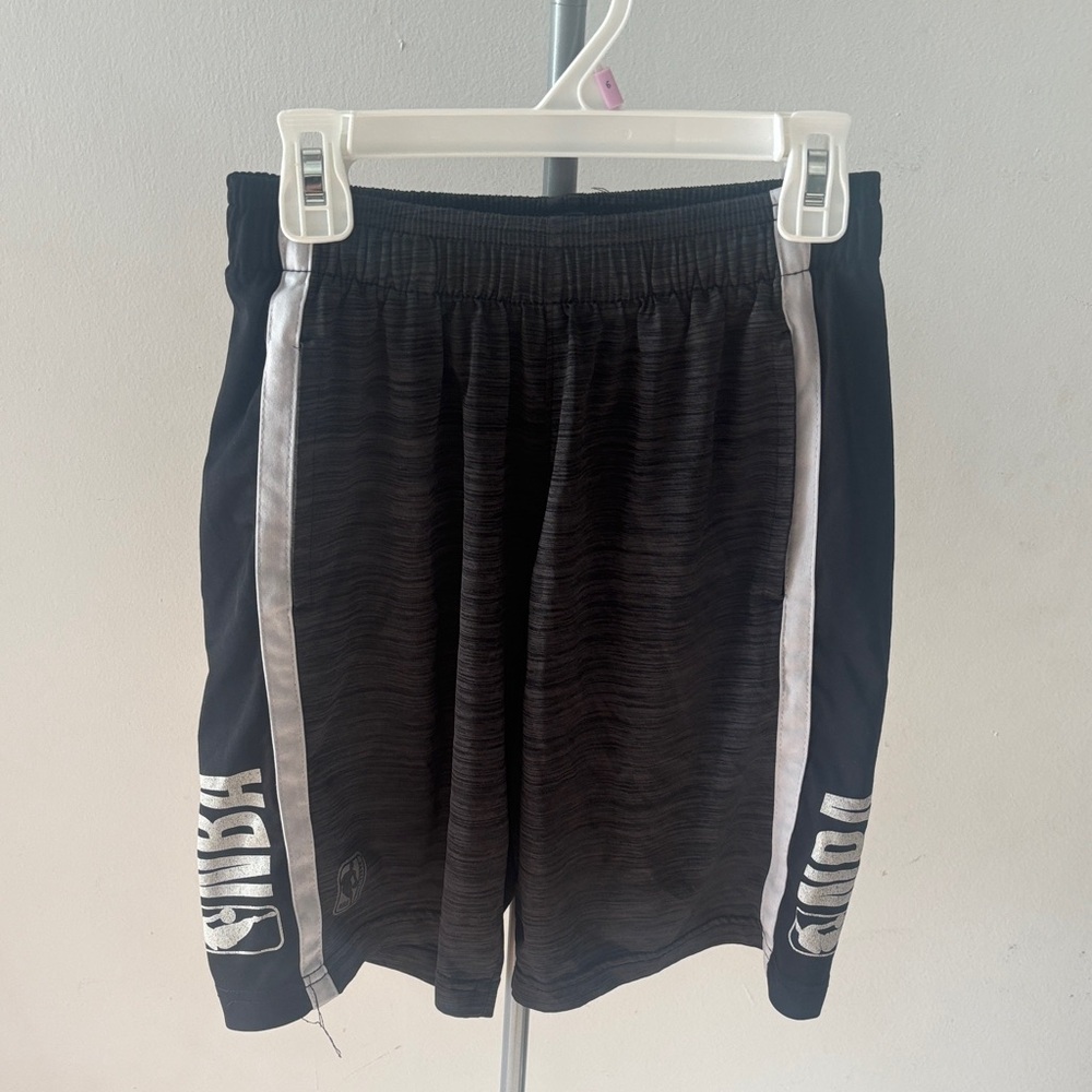 Black Kids Athletic Shorts with Silver Side Panels